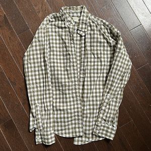 Green and white plaid J Crew button up